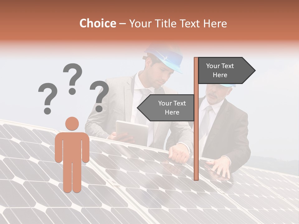 Two Men In Hard Hats Looking At A Solar Panel PowerPoint Template