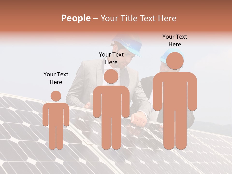 Two Men In Hard Hats Looking At A Solar Panel PowerPoint Template