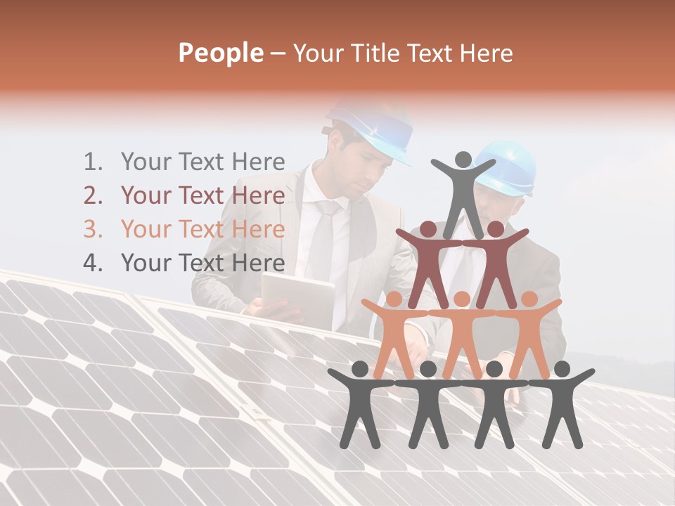 Two Men In Hard Hats Looking At A Solar Panel PowerPoint Template
