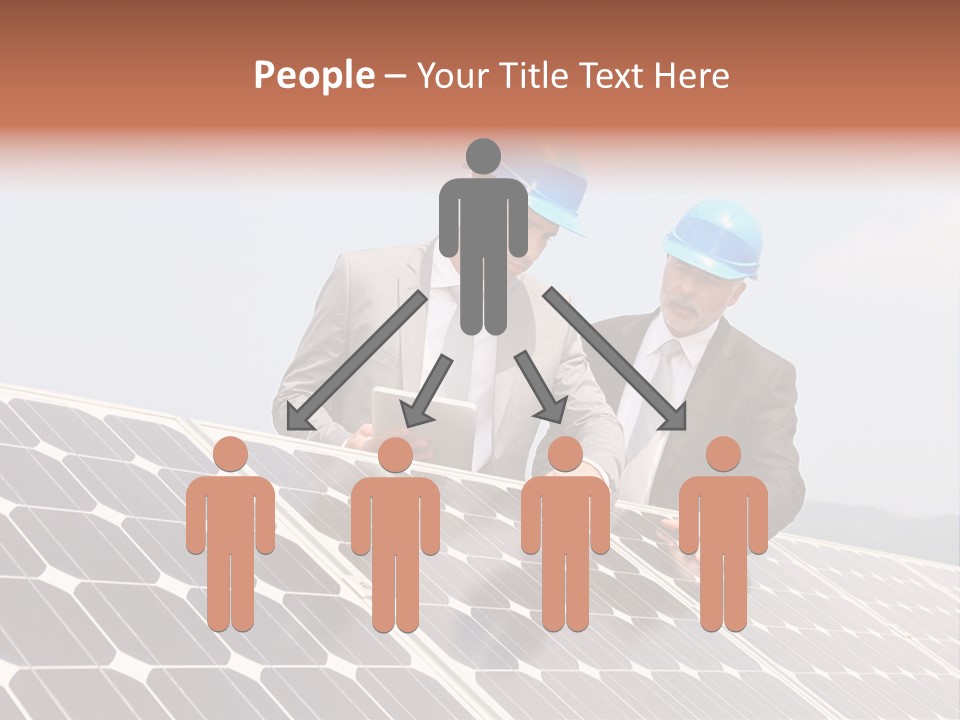 Two Men In Hard Hats Looking At A Solar Panel PowerPoint Template