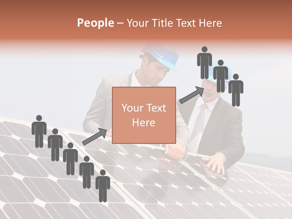 Two Men In Hard Hats Looking At A Solar Panel PowerPoint Template
