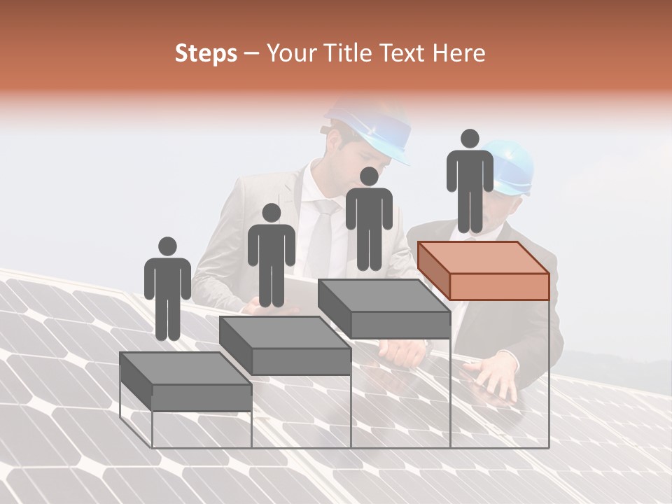 Two Men In Hard Hats Looking At A Solar Panel PowerPoint Template
