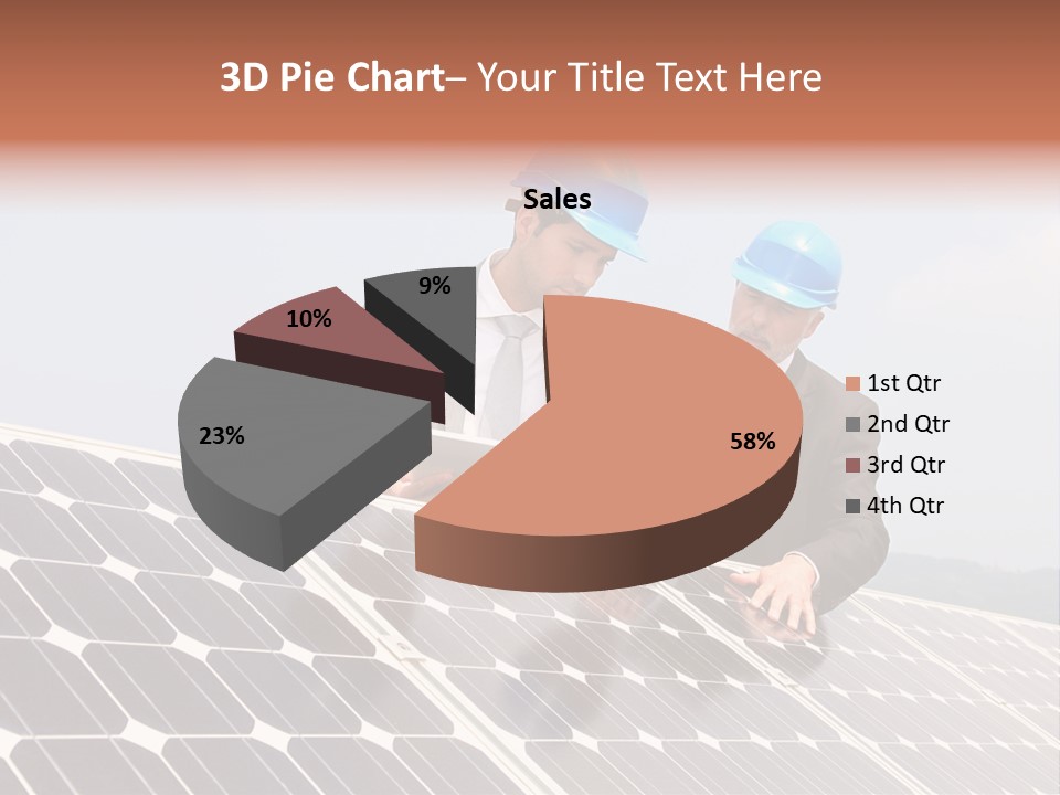 Two Men In Hard Hats Looking At A Solar Panel PowerPoint Template
