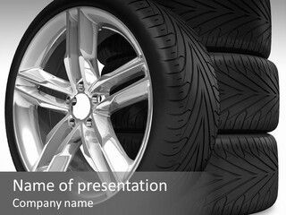 A Set Of Four Tires On A White Background PowerPoint Template