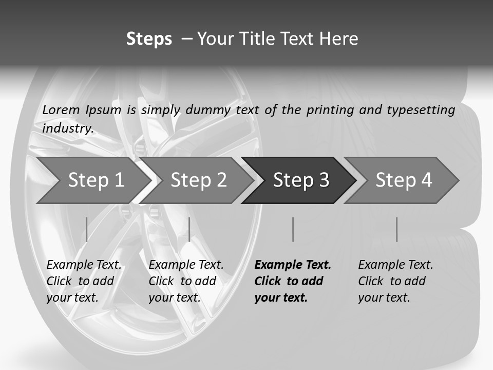 A Set Of Four Tires On A White Background PowerPoint Template