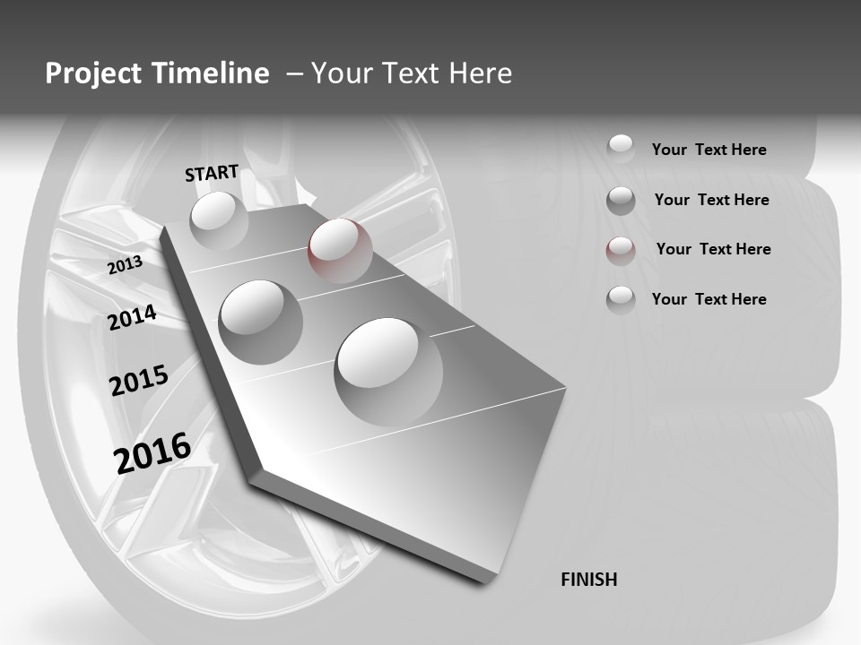 A Set Of Four Tires On A White Background PowerPoint Template