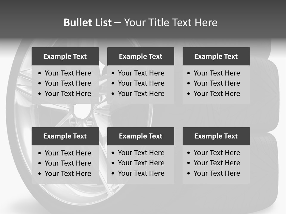 A Set Of Four Tires On A White Background PowerPoint Template