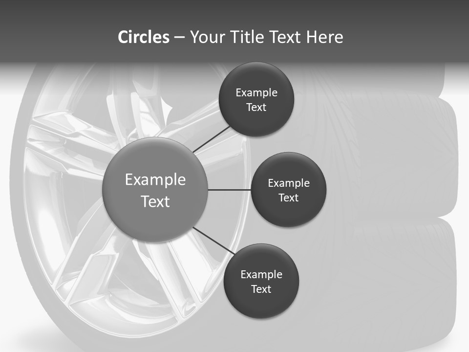A Set Of Four Tires On A White Background PowerPoint Template
