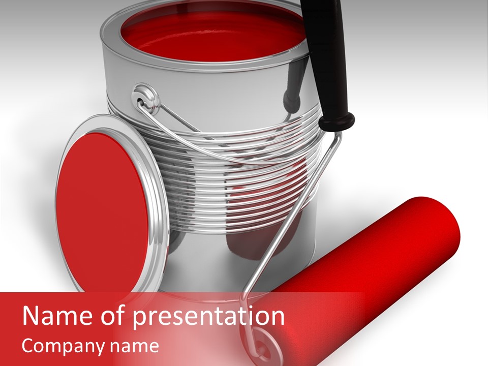 A Red Paint Can With A Brush On Top Of It PowerPoint Template