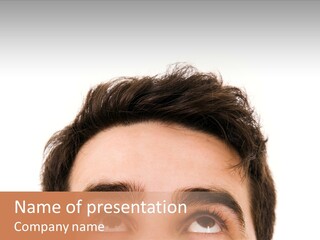 A Man Looking Up With His Eyes Wide Open PowerPoint Template