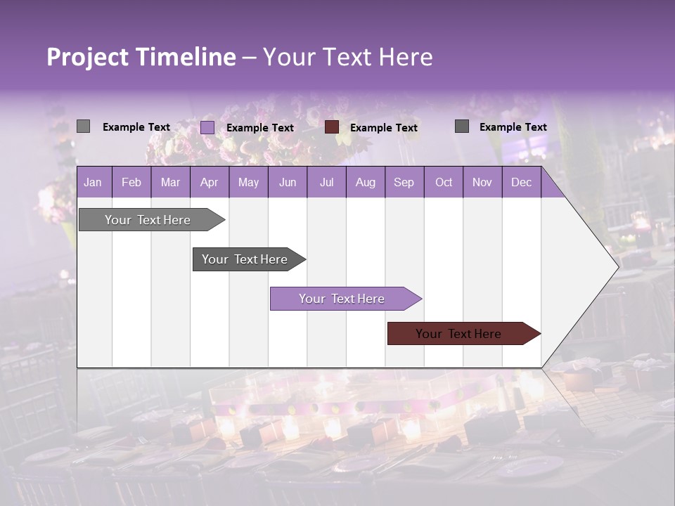 A Room Filled With Lots Of Tables Covered In Purple And White Flowers PowerPoint Template