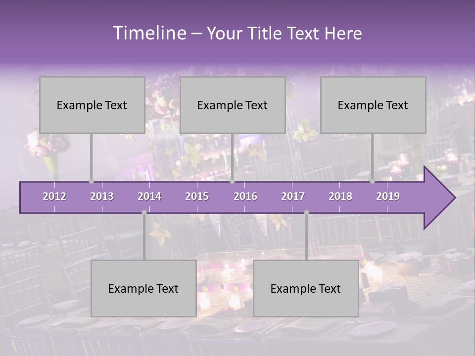 A Room Filled With Lots Of Tables Covered In Purple And White Flowers PowerPoint Template