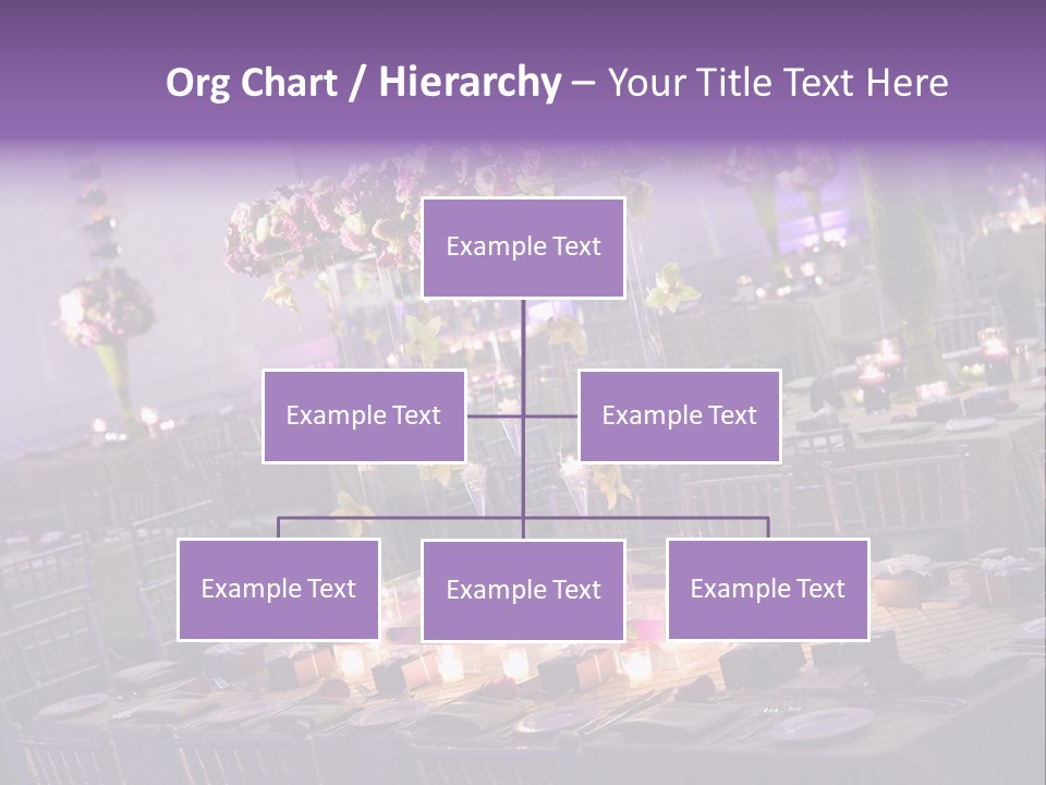 A Room Filled With Lots Of Tables Covered In Purple And White Flowers PowerPoint Template