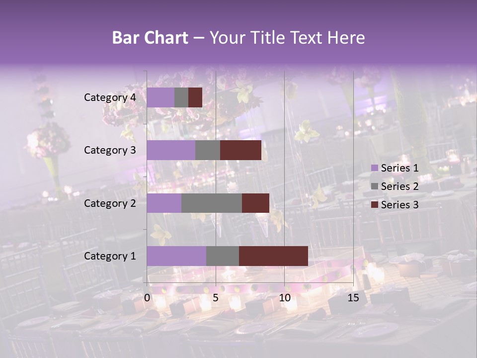 A Room Filled With Lots Of Tables Covered In Purple And White Flowers PowerPoint Template