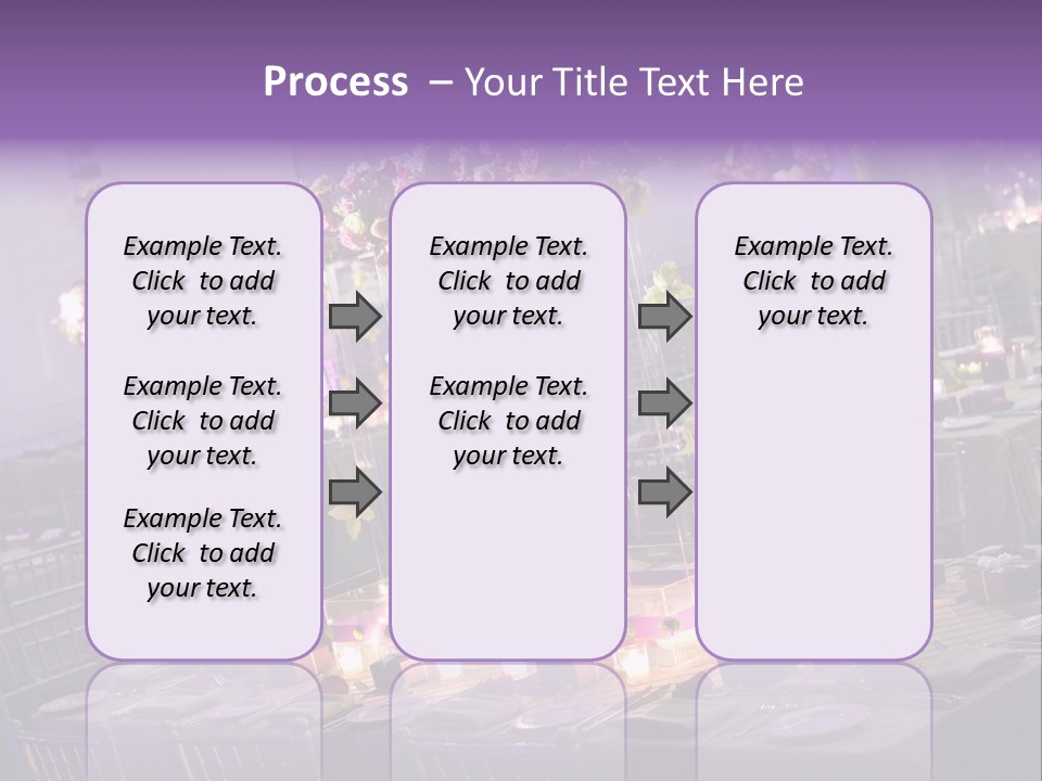 A Room Filled With Lots Of Tables Covered In Purple And White Flowers PowerPoint Template