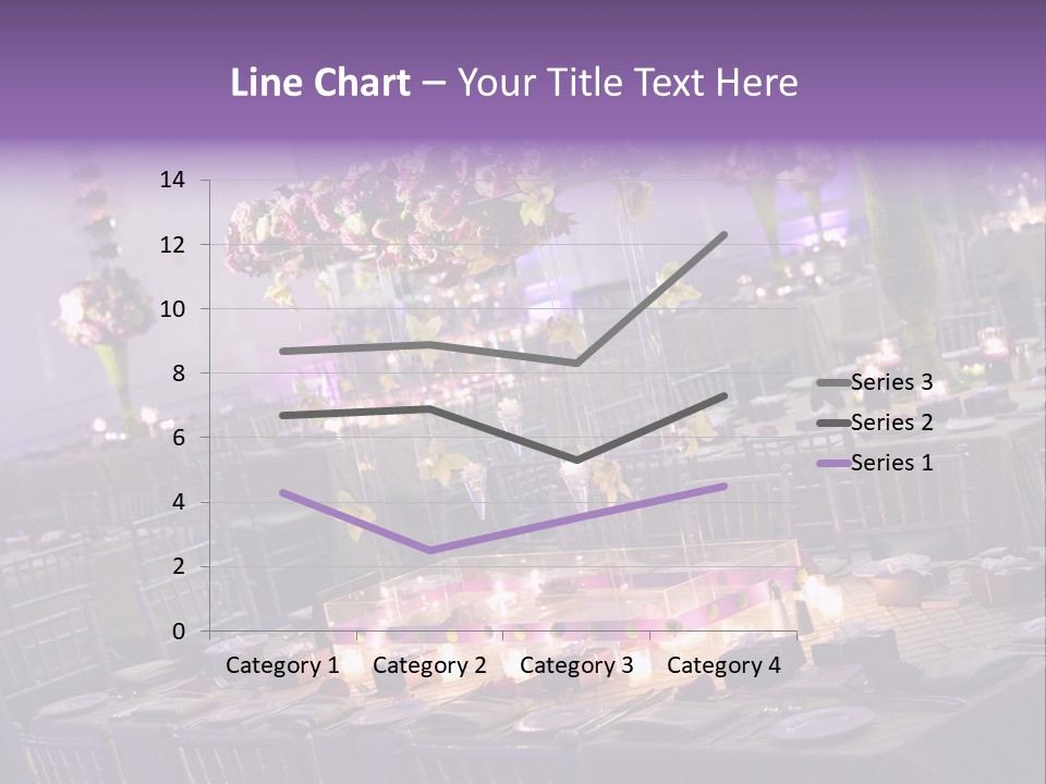 A Room Filled With Lots Of Tables Covered In Purple And White Flowers PowerPoint Template
