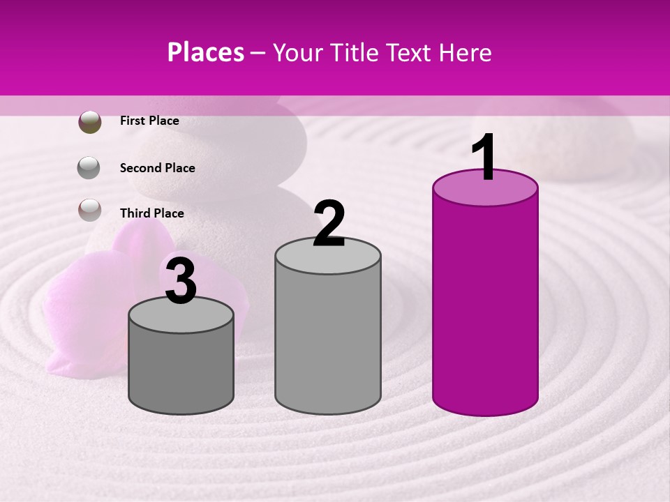 A Pink Flower Sitting On Top Of A Pile Of Rocks PowerPoint Template