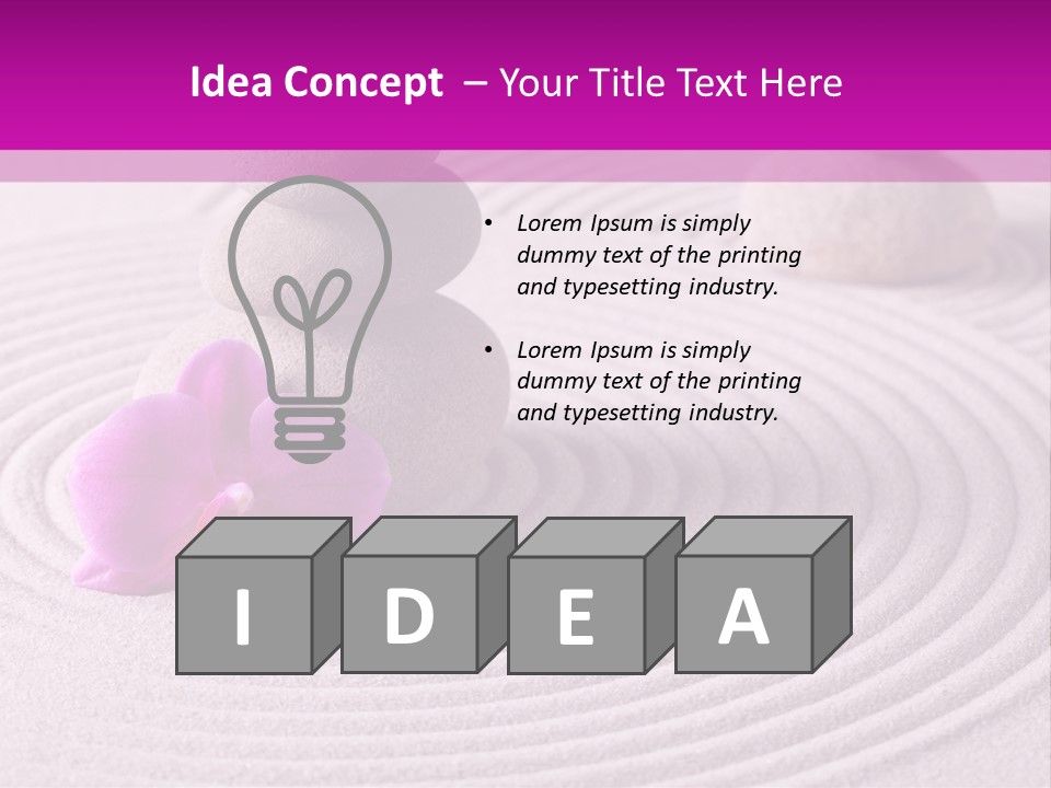 A Pink Flower Sitting On Top Of A Pile Of Rocks PowerPoint Template