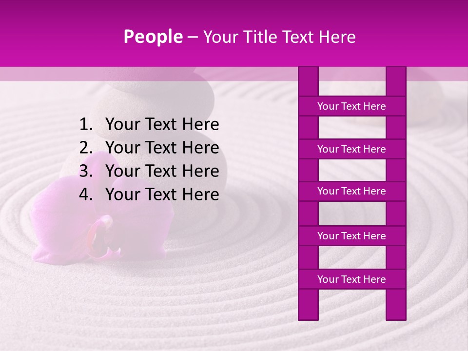 A Pink Flower Sitting On Top Of A Pile Of Rocks PowerPoint Template