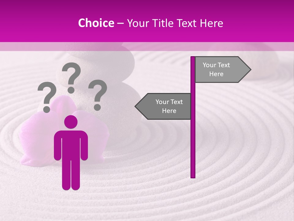 A Pink Flower Sitting On Top Of A Pile Of Rocks PowerPoint Template