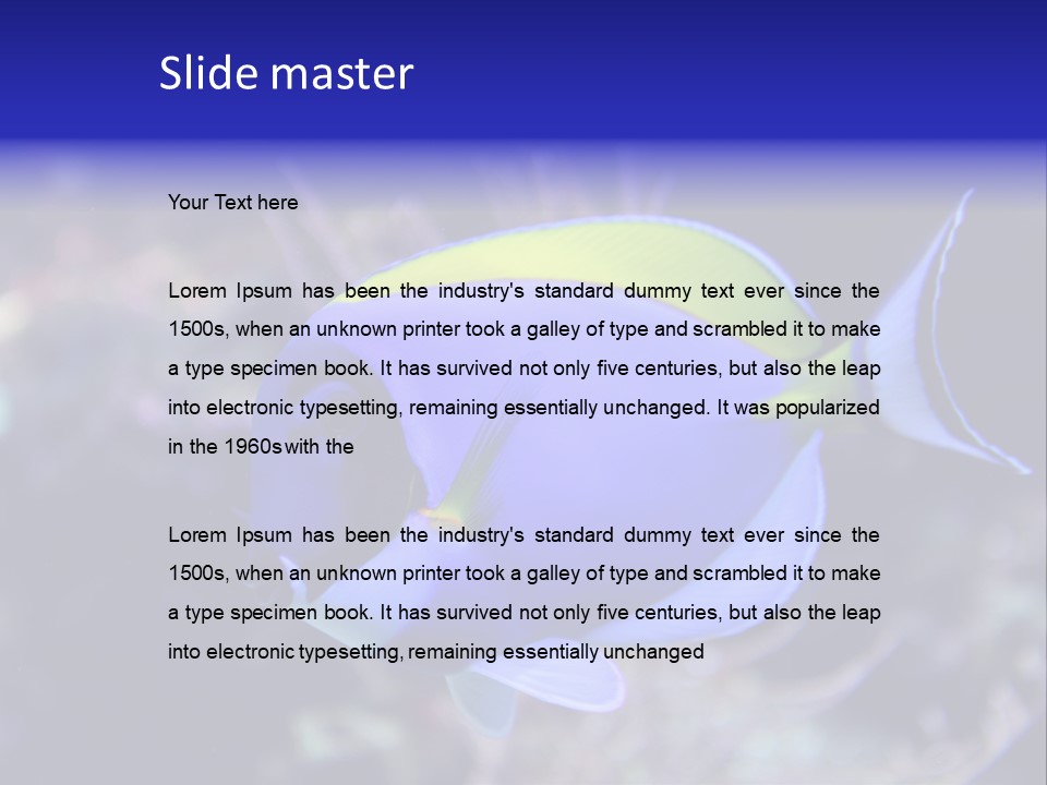 A Blue And Yellow Fish On A Coral Powerpoint Template PowerPoint Template