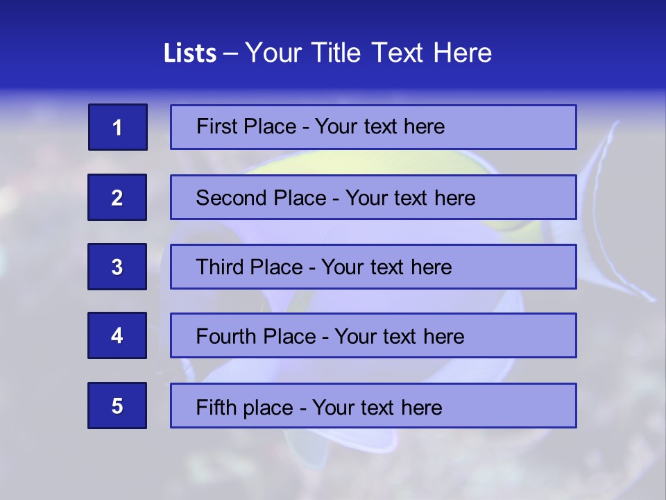 A Blue And Yellow Fish On A Coral Powerpoint Template PowerPoint Template