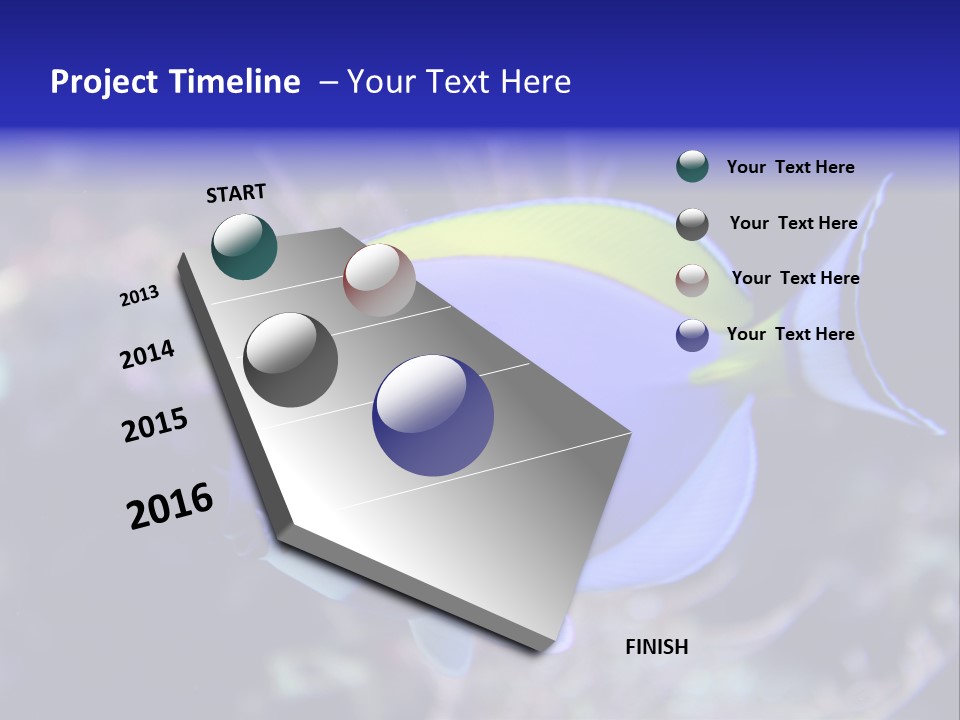 A Blue And Yellow Fish On A Coral Powerpoint Template PowerPoint Template