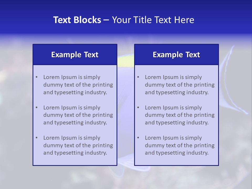 A Blue And Yellow Fish On A Coral Powerpoint Template PowerPoint Template