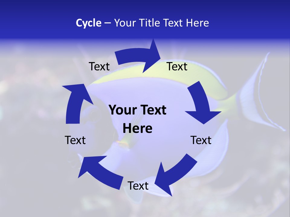 A Blue And Yellow Fish On A Coral Powerpoint Template PowerPoint Template