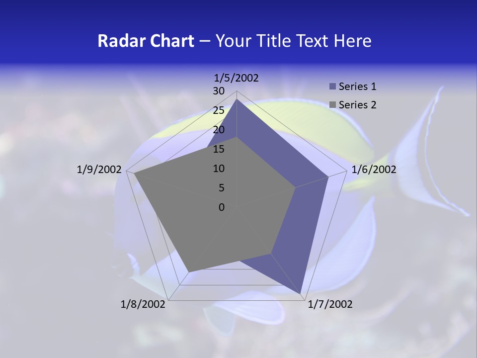 A Blue And Yellow Fish On A Coral Powerpoint Template PowerPoint Template