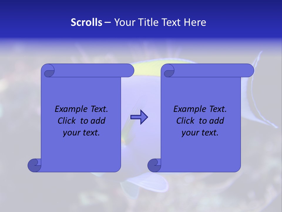 A Blue And Yellow Fish On A Coral Powerpoint Template PowerPoint Template