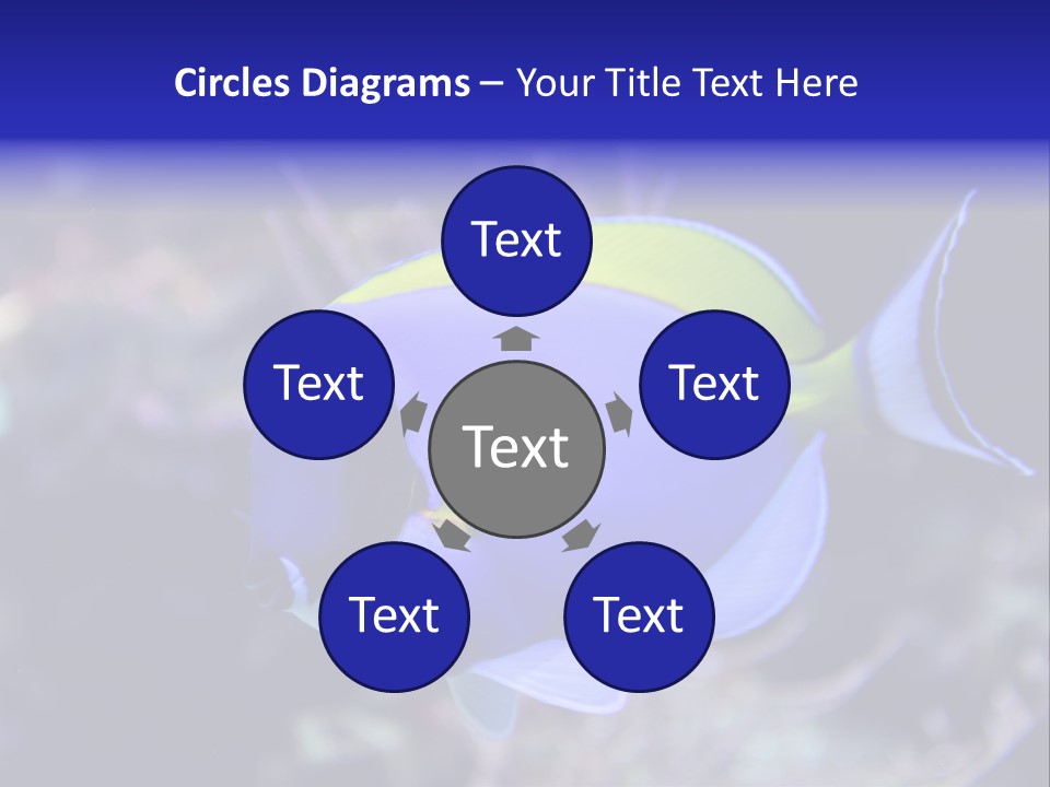 A Blue And Yellow Fish On A Coral Powerpoint Template PowerPoint Template