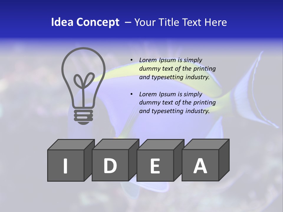 A Blue And Yellow Fish On A Coral Powerpoint Template PowerPoint Template