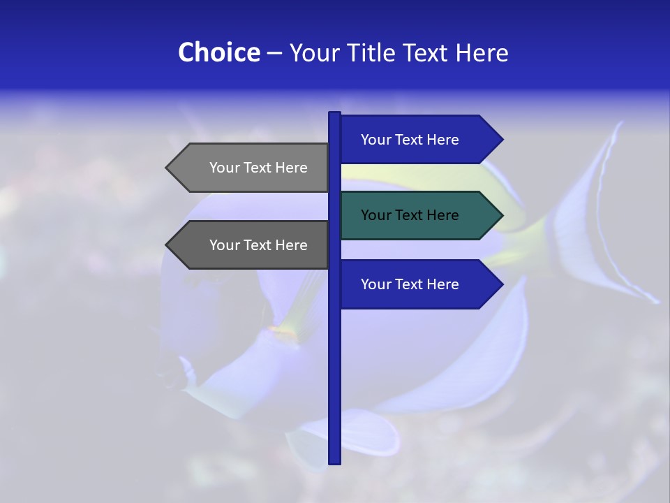 A Blue And Yellow Fish On A Coral Powerpoint Template PowerPoint Template