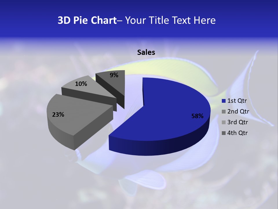 A Blue And Yellow Fish On A Coral Powerpoint Template PowerPoint Template