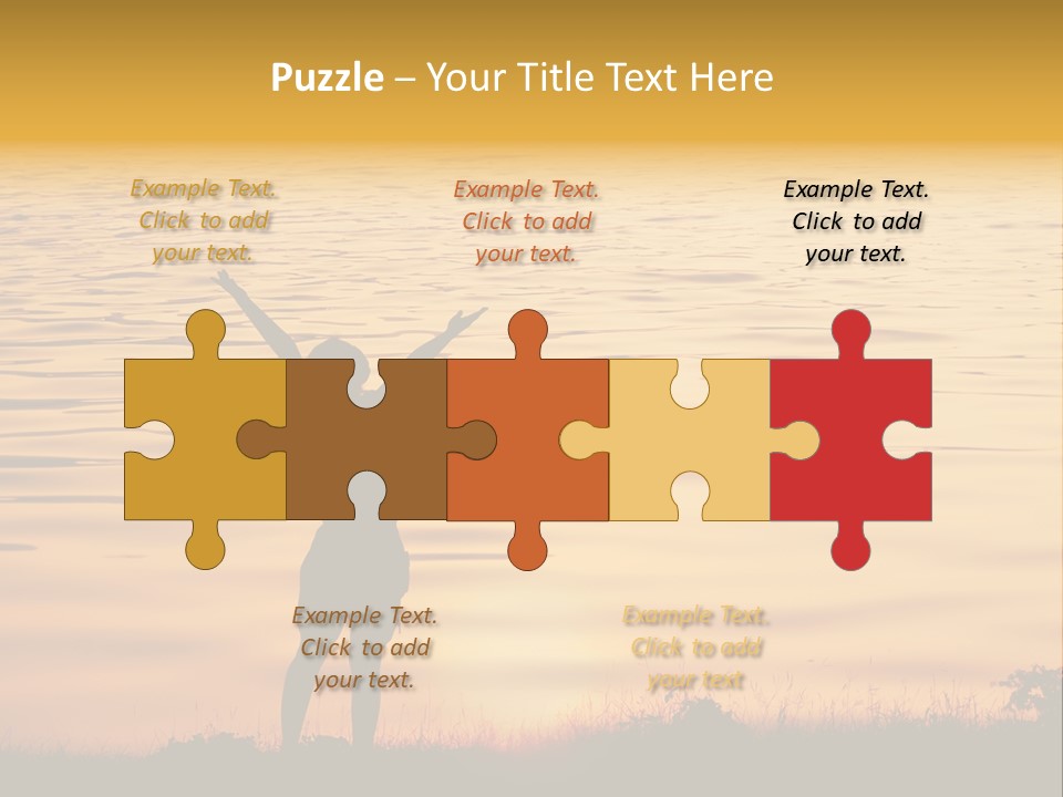 A Woman Standing In Front Of A Body Of Water With Her Arms In The Air PowerPoint Template