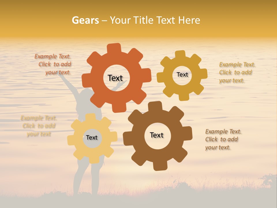 A Woman Standing In Front Of A Body Of Water With Her Arms In The Air PowerPoint Template