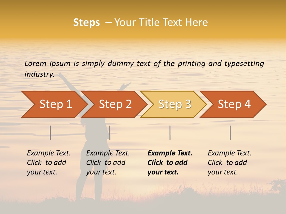 A Woman Standing In Front Of A Body Of Water With Her Arms In The Air PowerPoint Template