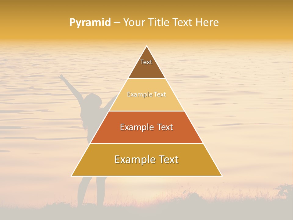 A Woman Standing In Front Of A Body Of Water With Her Arms In The Air PowerPoint Template