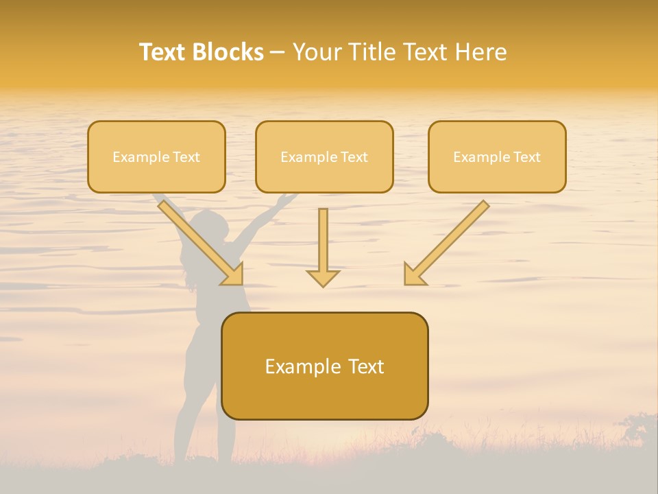 A Woman Standing In Front Of A Body Of Water With Her Arms In The Air PowerPoint Template