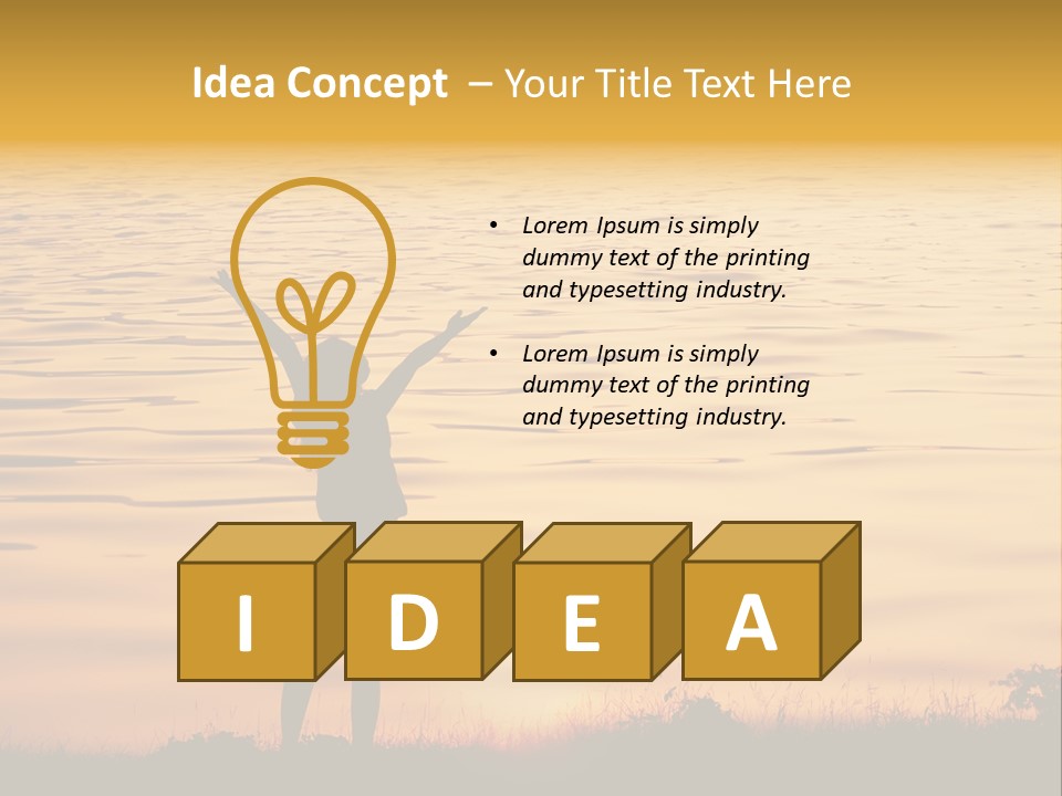 A Woman Standing In Front Of A Body Of Water With Her Arms In The Air PowerPoint Template