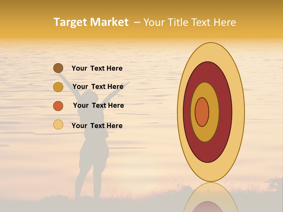 A Woman Standing In Front Of A Body Of Water With Her Arms In The Air PowerPoint Template