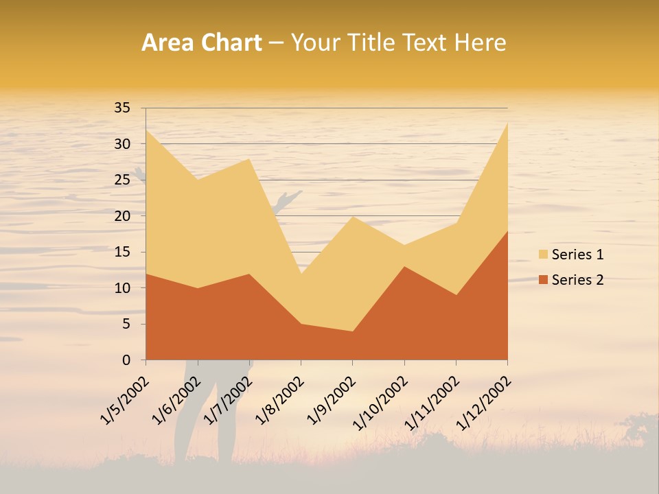 A Woman Standing In Front Of A Body Of Water With Her Arms In The Air PowerPoint Template