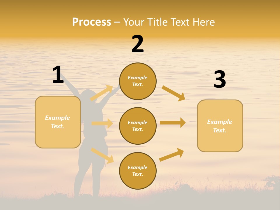 A Woman Standing In Front Of A Body Of Water With Her Arms In The Air PowerPoint Template