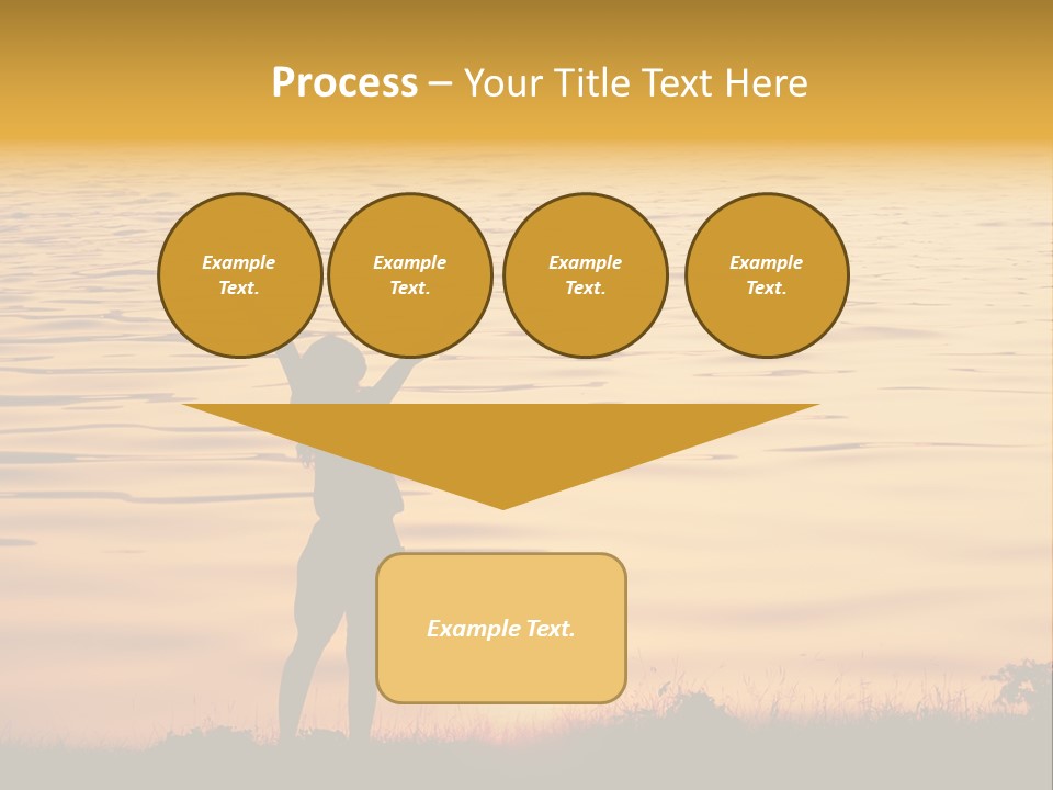 A Woman Standing In Front Of A Body Of Water With Her Arms In The Air PowerPoint Template