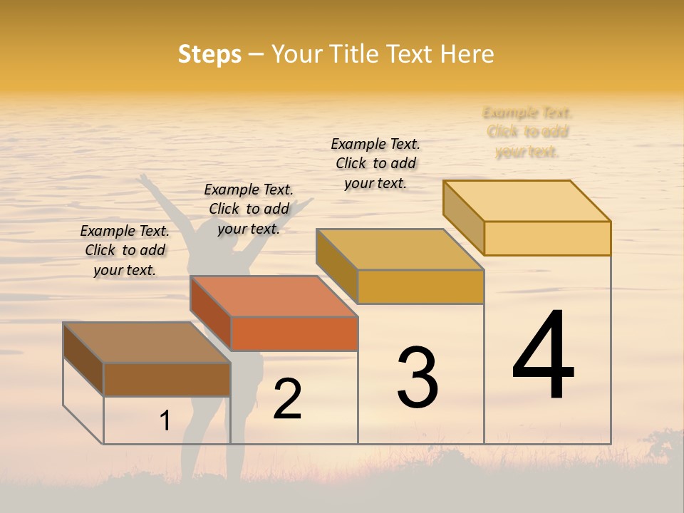 A Woman Standing In Front Of A Body Of Water With Her Arms In The Air PowerPoint Template