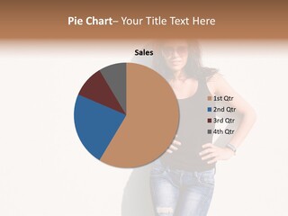 A Woman In A Black Tank Top Is Standing With Her Hands On Her Hips PowerPoint Template