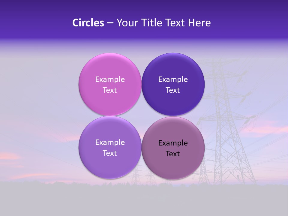 A Power Line With A Purple Sky In The Background PowerPoint Template