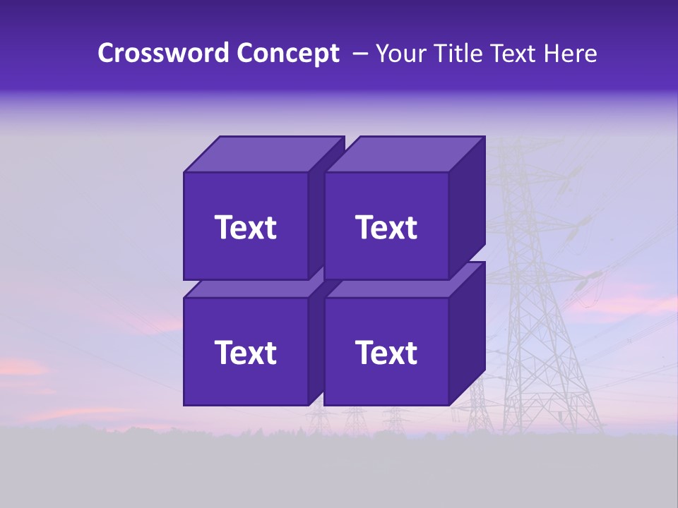 A Power Line With A Purple Sky In The Background PowerPoint Template