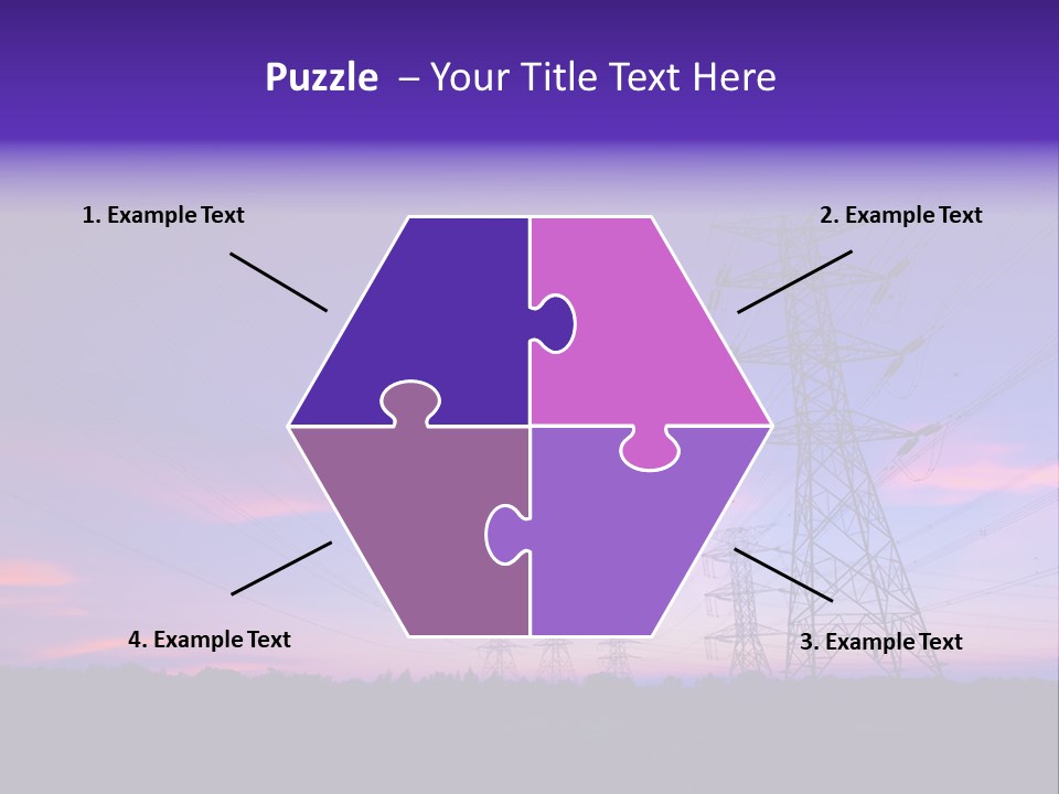 A Power Line With A Purple Sky In The Background PowerPoint Template